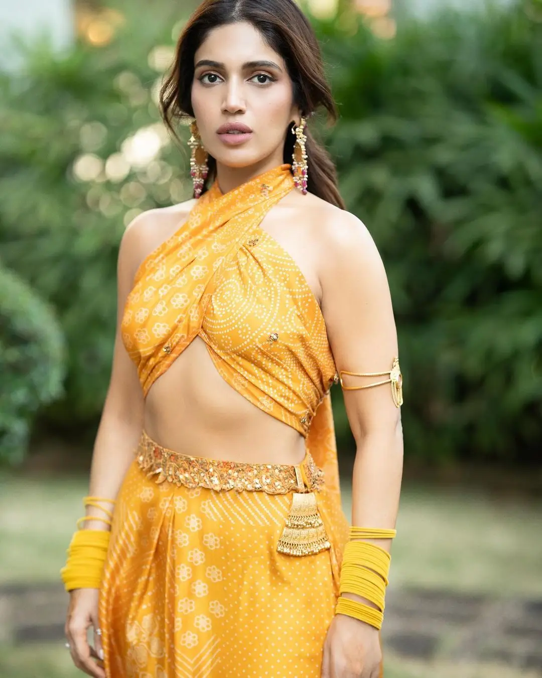 Indian Actress Bhumi Pednekar Photoshoot in Yellow Lehenga Choli